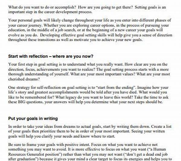 Joint Career Goal Setting